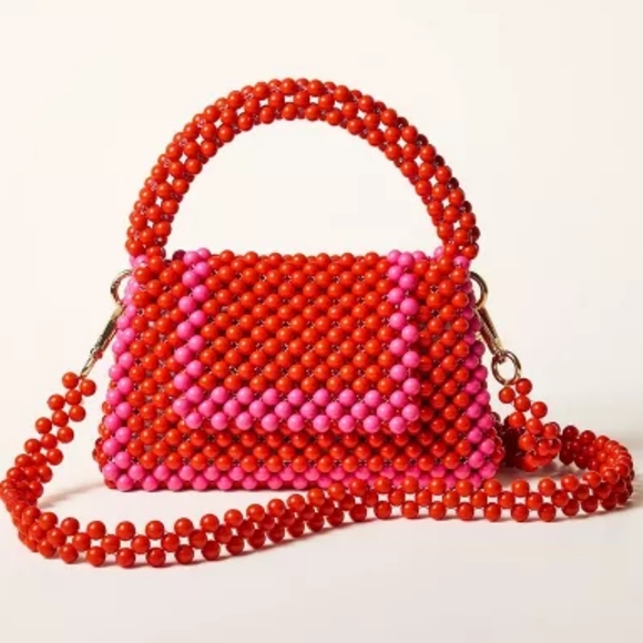 kate spade Handbags - New Kate Spade Red Pink Beaded Handbag Clutch Bag Colorblock Crossbody Target